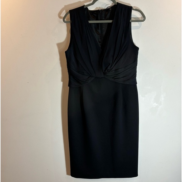 ELIE TAHARI Sz 10 Iris Sheath Knee Length Criss Cross Design Little Black Dress - Picture 2 of 12